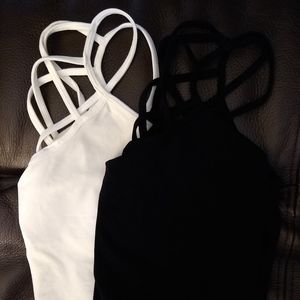 Two Bralettes Bra, Cami As New Black White Cute!